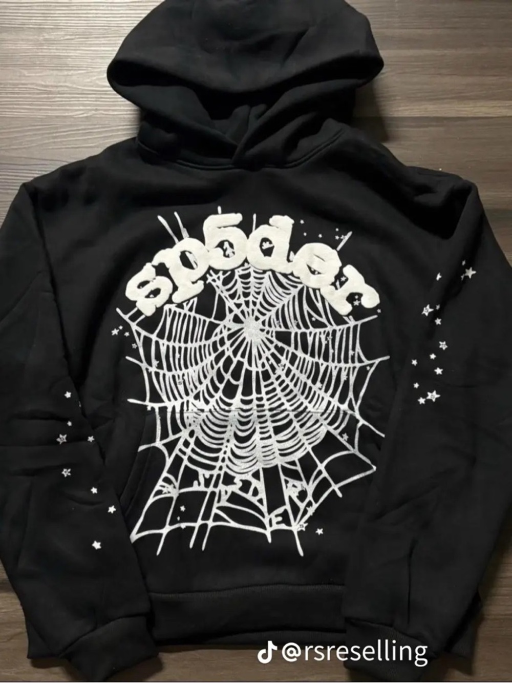 Black Spider Web Graphic Hoodie - # Brand sp5er